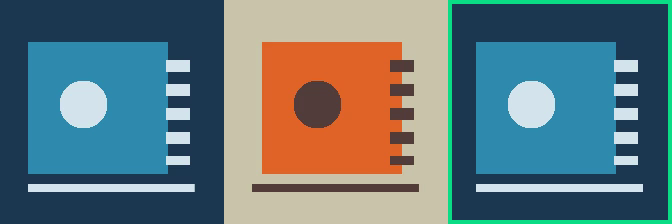Decoded sample frames: blue A, a brief orange B insert, then blue A selected with a green border