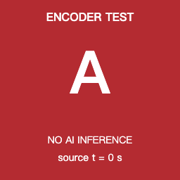 Original red test card A, source time zero, marked no AI inference