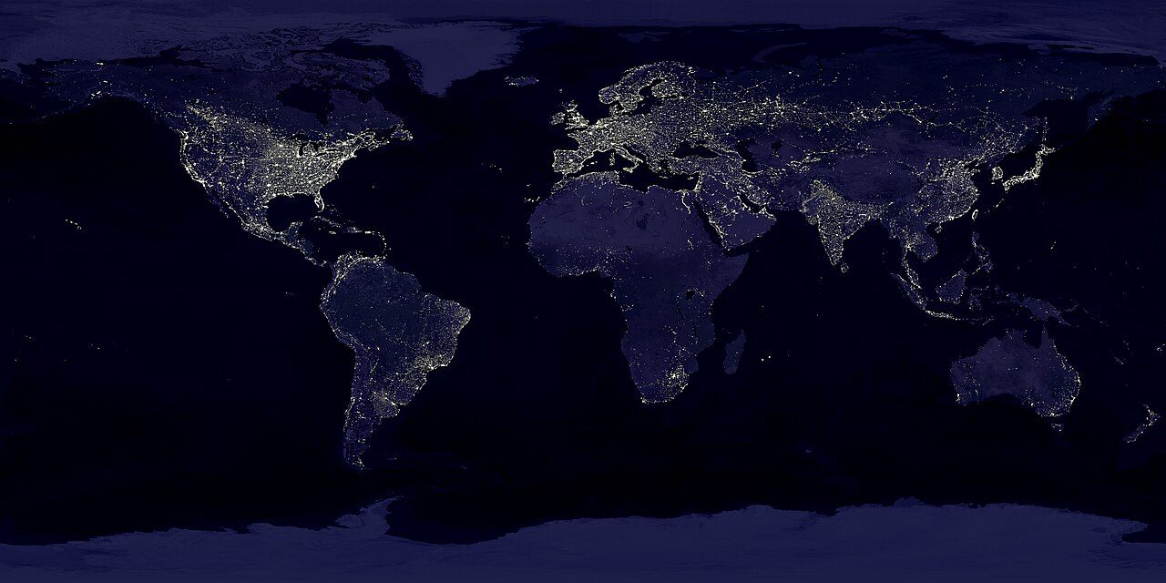 The actual Wikimedia Earth-at-night JPEG used in the import case